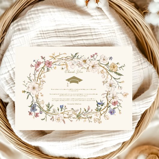 Elegant Botanisch Bloemen Afstuderen Bedankkaart