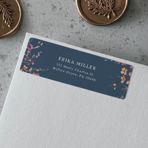 Elegant Botanisch Bloemend Huwelijksadres Retour Etiket