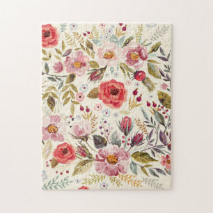 Elegant botanisch bloempatroon legpuzzel