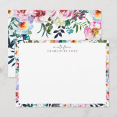 Elegant Botanisch Blush Roze Wit Bloemen Lijst Notitiekaartje (Voorkant / Achterkant)