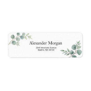 Elegant botanisch eucalyptus retouradreslabel etiket