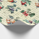 Elegant Botanisch  Fruit Beige Script Cadeaupapier (Hoek)