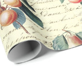 Elegant Botanisch  Fruit Beige Script Cadeaupapier (Rol Hoek)