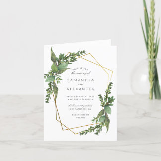 Elegant botanisch grijs gouden geometrische bruilo