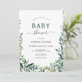 Elegant botanisch groen blad Baby shower Kaart (Staand voorkant)