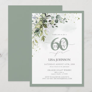 Elegant Botanisch groen Bloemen 60ste verjaardag Kaart