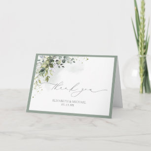 Elegant Botanisch groen Bloemen Foto Bruiloft Kaart