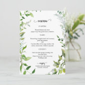 Elegant Botanisch groen Bruiloft Menu (Staand voorkant)