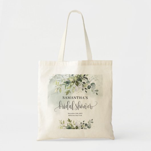 Elegant botanisch groen eucalyptus goud tote bag (Voorkant)