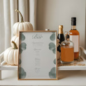 Elegant Botanisch Ivoor & Wijze Wedding Bar Menu