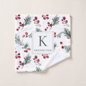 Elegant Botanisch Kerstmonogram Bad Handdoek (Wasdoekje)