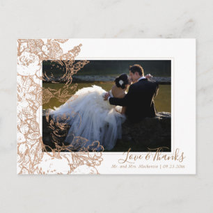 Elegant botanisch   Koper Floral Foto bedankt Briefkaart