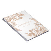 Elegant Botanisch | Koper Roos Goud Bloemen Custom Notitieboek (Rechterzijde)