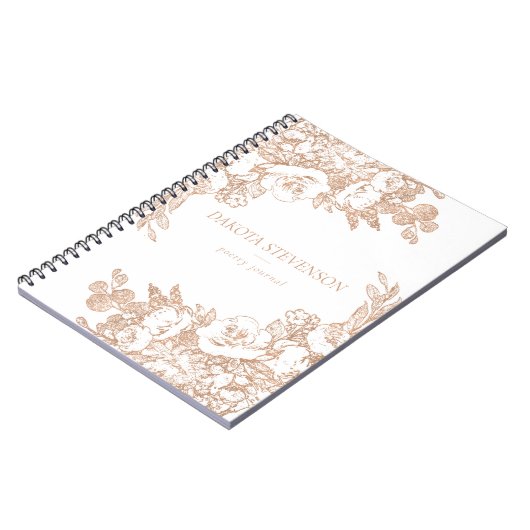 Elegant Botanisch | Koper Roos Goud Bloemen Custom Notitieboek (Linkerzijde)