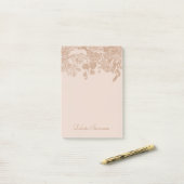 Elegant Botanisch | Koper Roos Goud Bloemen Custom Post-it® Notes (Op bureau)
