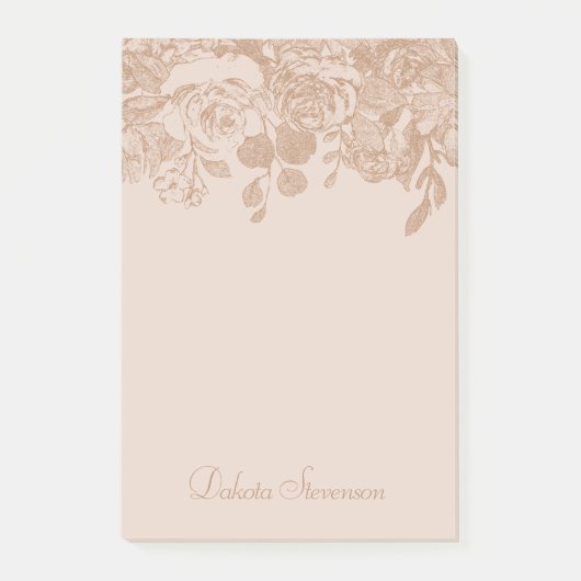 Elegant Botanisch | Koper Roos Goud Bloemen Custom Post-it® Notes (Voorkant)