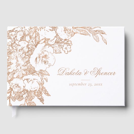 Elegant botanisch | Koperzilver Roos Gastenboek (Voorkant)