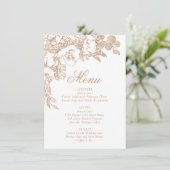 Elegant botanisch | Koperzilver Roos Menu (Staand voorkant)