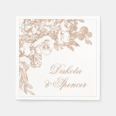 Elegant botanisch | Koperzilver Roos Servet (Voorkant)