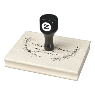 Elegant Botanisch Koppel Monogram Terugadres Rubberstempel