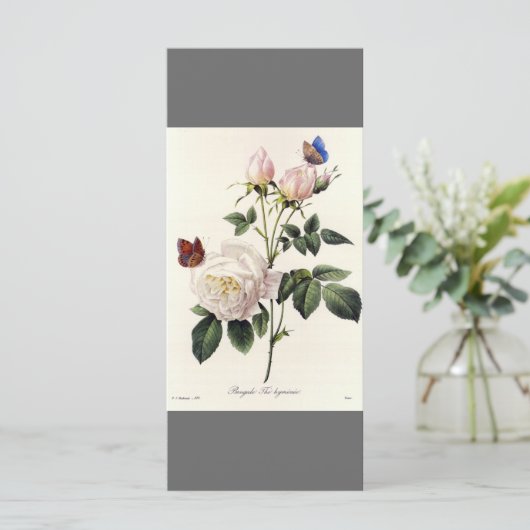 Elegant  botanisch kunstgrijs bladwijzer programma (Staand voorkant)