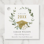 Elegant Botanisch Leafy Wreated Gold Afstuderen Bedankjes Labels (Voorkant)