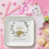 Elegant Botanisch Leafy Wreated Gold Afstuderen Papieren Bordje (Feest)