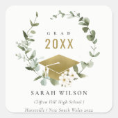 Elegant Botanisch Leafy Wreated Gold Afstuderen Vierkante Sticker