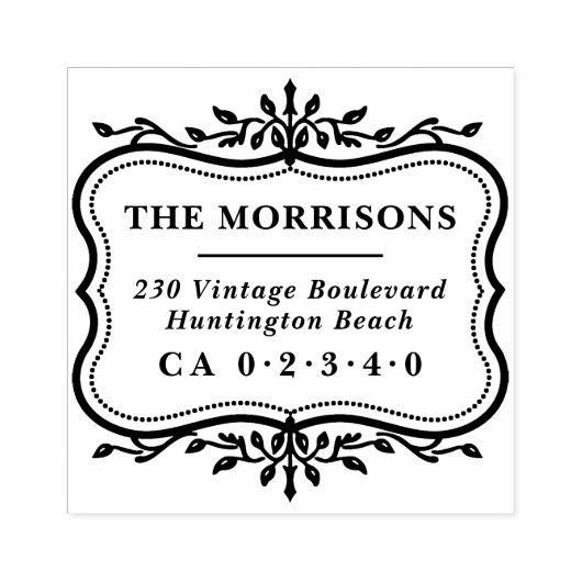 Elegant Botanisch Lijst Familienaam Retouradres Rubberstempel (Afrduk)