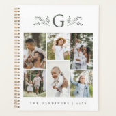 Elegant Botanisch Monogram 6 Fotocollage Planner (Voorkant)