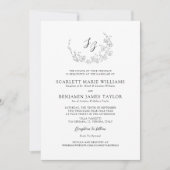 Elegant Botanisch Monogram All-in-One Bruiloft Kaart (Voorkant)