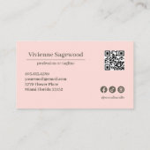 Elegant Botanisch Monogram Crest Roze Groen ARCODE Visitekaartje (Achterkant)