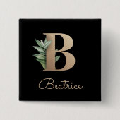 Elegant Botanisch Monogram Gouden Letter B Button (Voorkant)