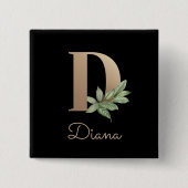 Elegant Botanisch Monogram Gouden Letter D Button (Voorkant)