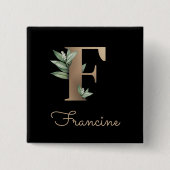 Elegant Botanisch Monogram Gouden Letter F Button (Voorkant)