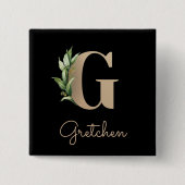 Elegant Botanisch Monogram Gouden Letter G Button (Voorkant)