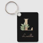 Elegant Botanisch Monogram Gouden Letter L Sleutel Sleutelhanger (Voorkant)