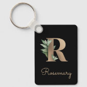 Elegant Botanisch Monogram Gouden Letter R Sleutel Sleutelhanger (Voorkant)