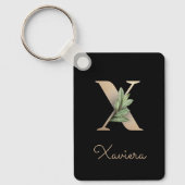 Elegant Botanisch Monogram Gouden Letter X Sleutel Sleutelhanger (Voorkant)