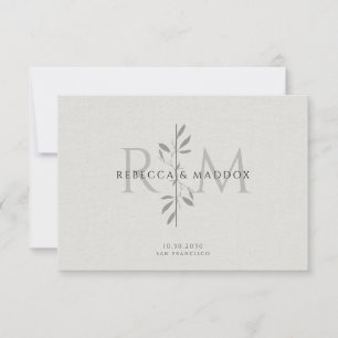 Elegant Botanisch Monogram Huwelijk Bedankkaart