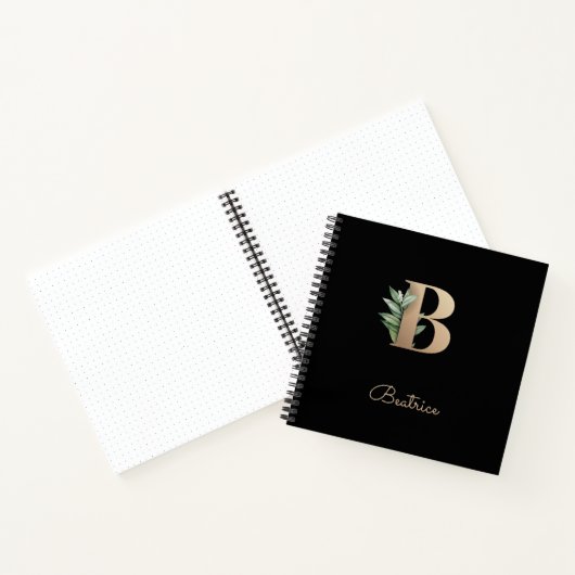 Elegant Botanisch Monogram Letter B Notitieboek (Binnen)