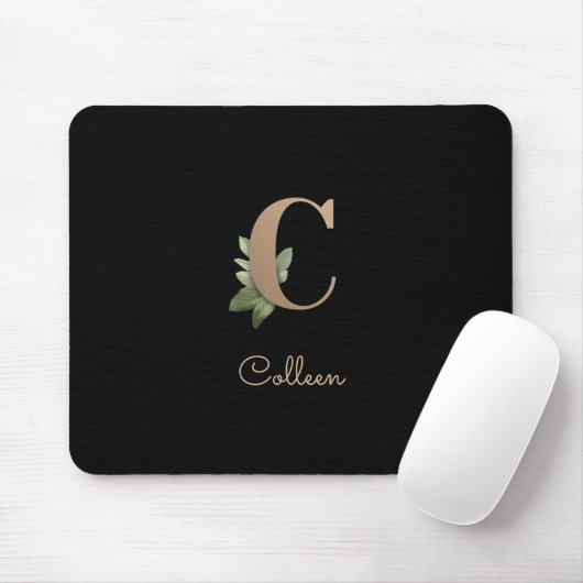 Elegant Botanisch Monogram Letter C Muismat (Met muis)