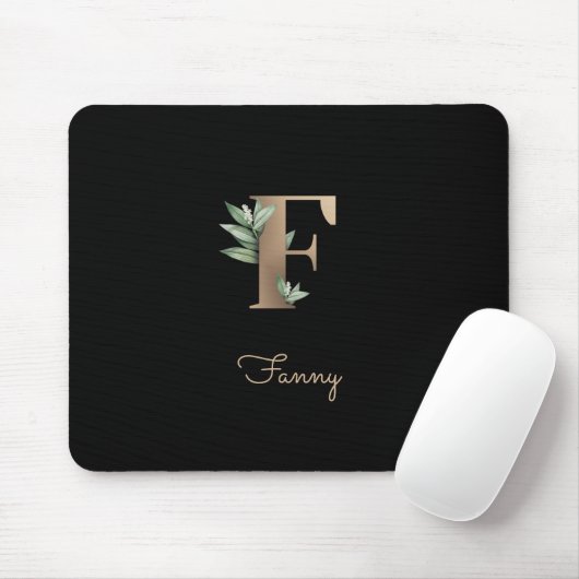 Elegant Botanisch Monogram Letter F Muismat (Met muis)