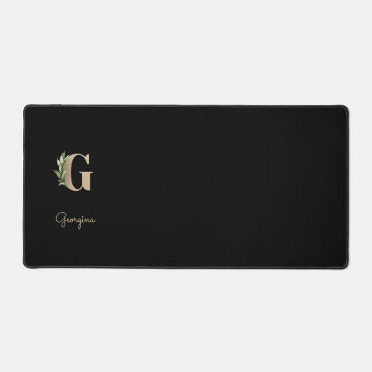 Elegant Botanisch Monogram Letter G Bureaumat (Voorkant)