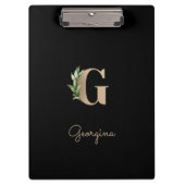 Elegant Botanisch Monogram Letter G Klembord (Voorkant)