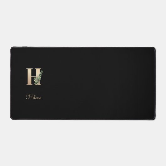 Elegant Botanisch Monogram Letter H Bureaumat (Voorkant)