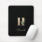 Elegant Botanisch Monogram Letter H Muismat (Met muis)