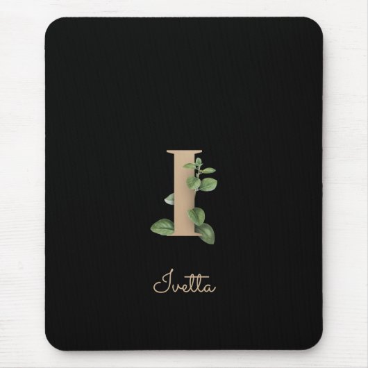 Elegant Botanisch Monogram Letter I Muismat (Voorkant)