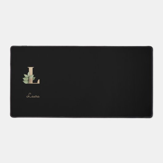 Elegant Botanisch Monogram Letter L Bureaumat (Voorkant)