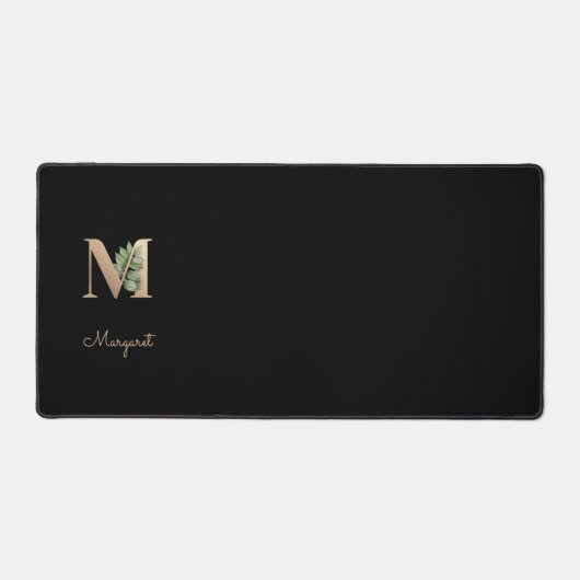 Elegant Botanisch Monogram Letter M Bureaumat (Voorkant)